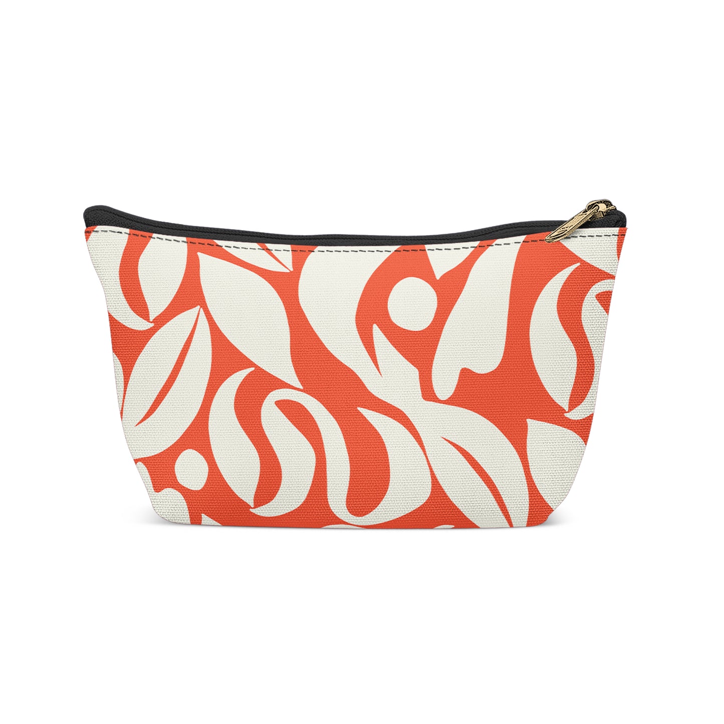 Red and white floral make-up bag