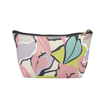 Makeup bag with hand-drawn floral pattern