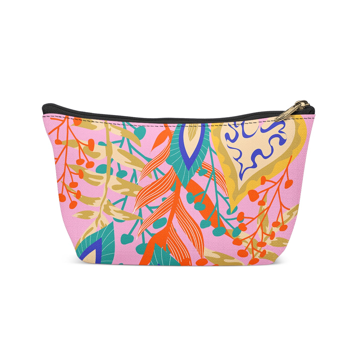 Make-up Bag with Retro Flowers Illustration