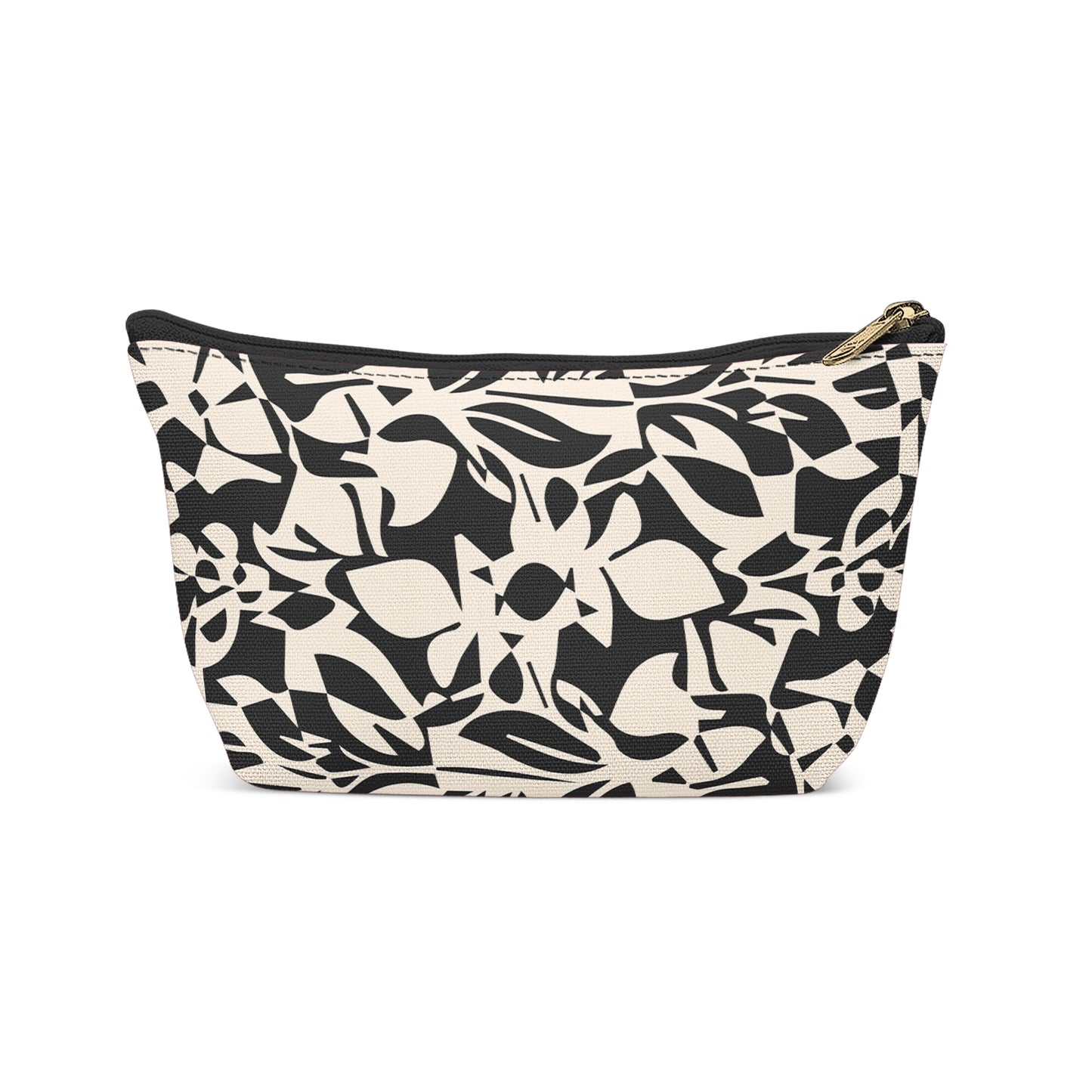 Black and white floral make-up bag