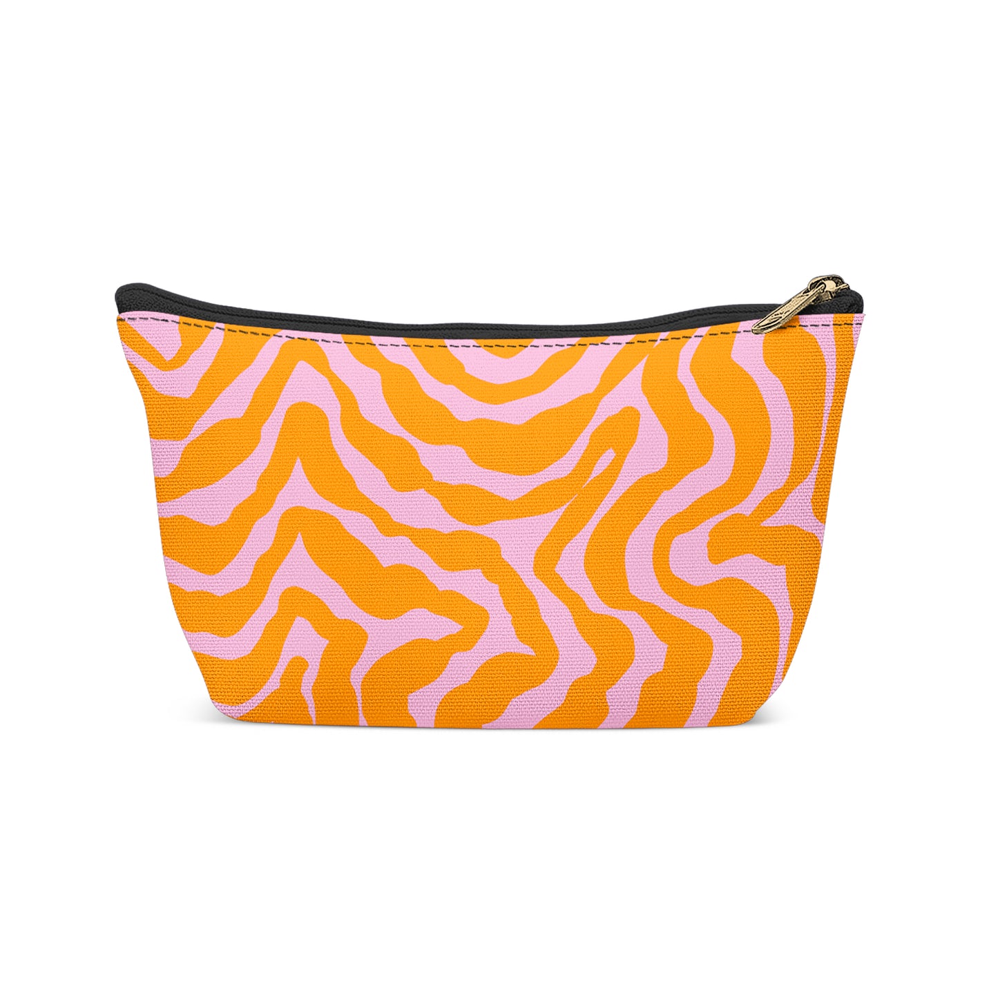 Pink and orange botanical makeup bag