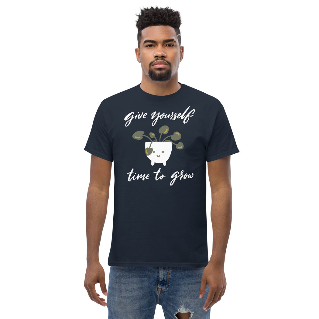Give Yourself Time to Grow Navy Blue Men's T-Shirt