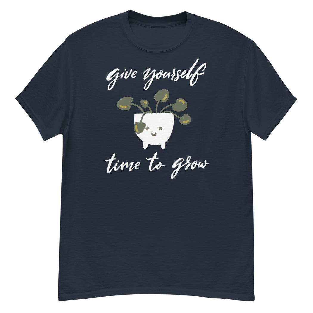Give Yourself Time to Grow Navy Blue Men's T-Shirt