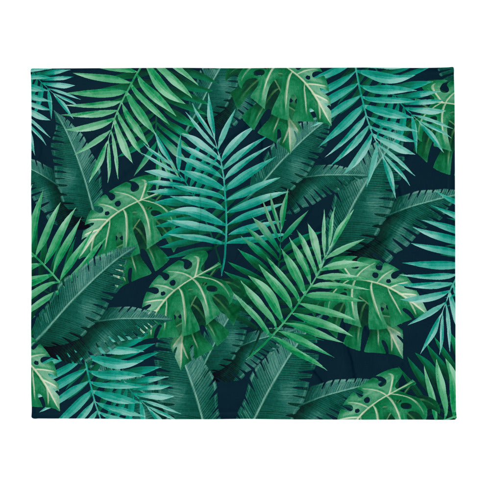 Throw Blanket with Green Tropical