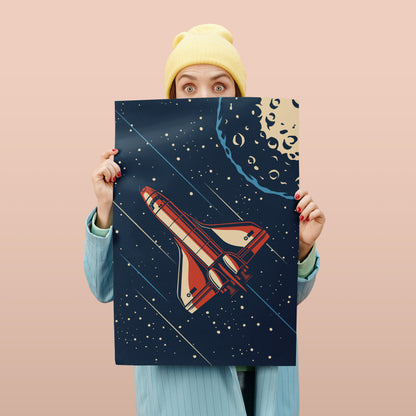 Space Shuttle Illustration - Retro Space Travel Poster