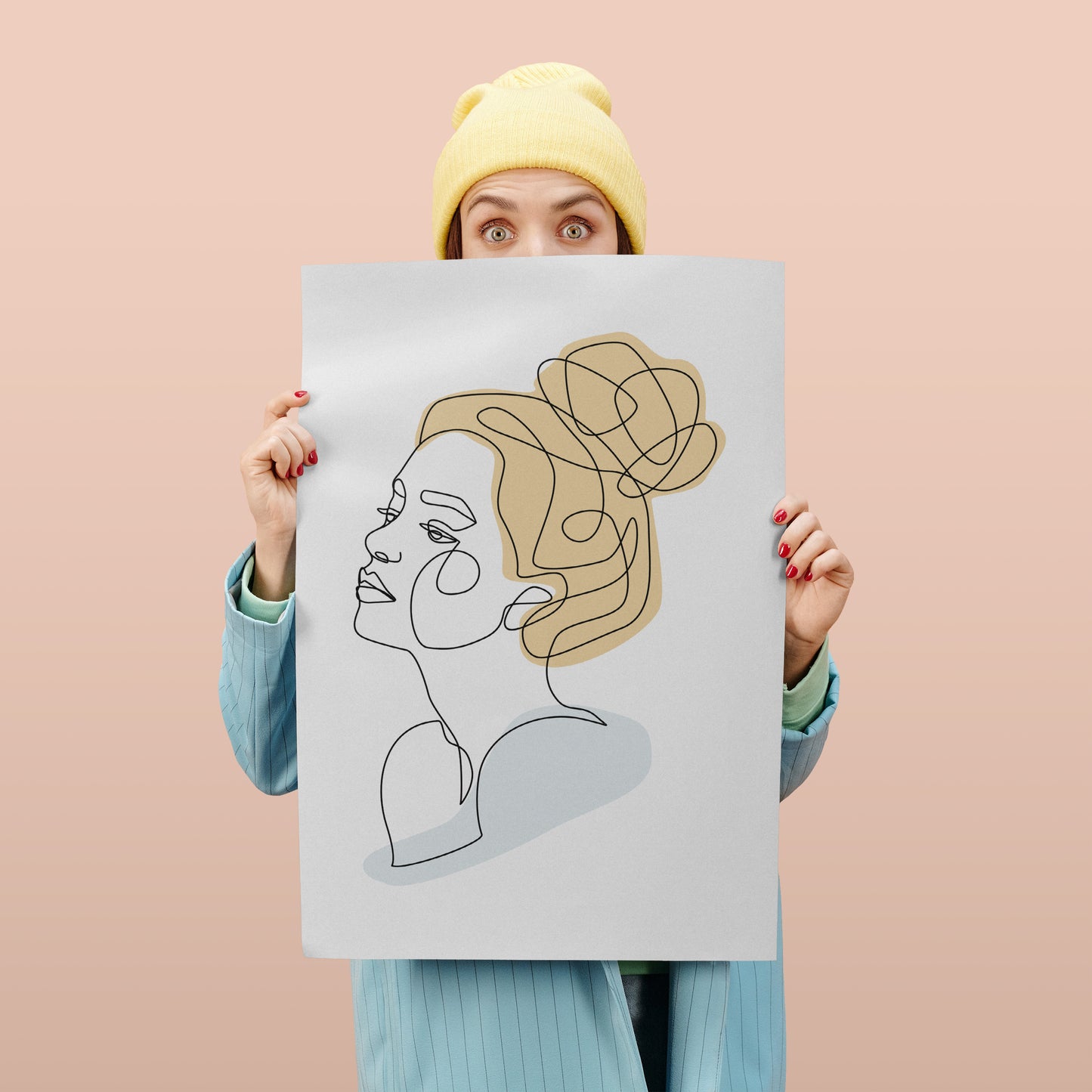 Single Line Face Drawing Poster