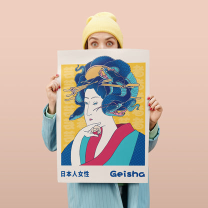 Colorful Geisha Poster - Japanese Art