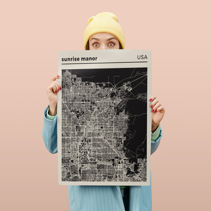 Sunrise Manor - USA | City Map Poster - Black and White