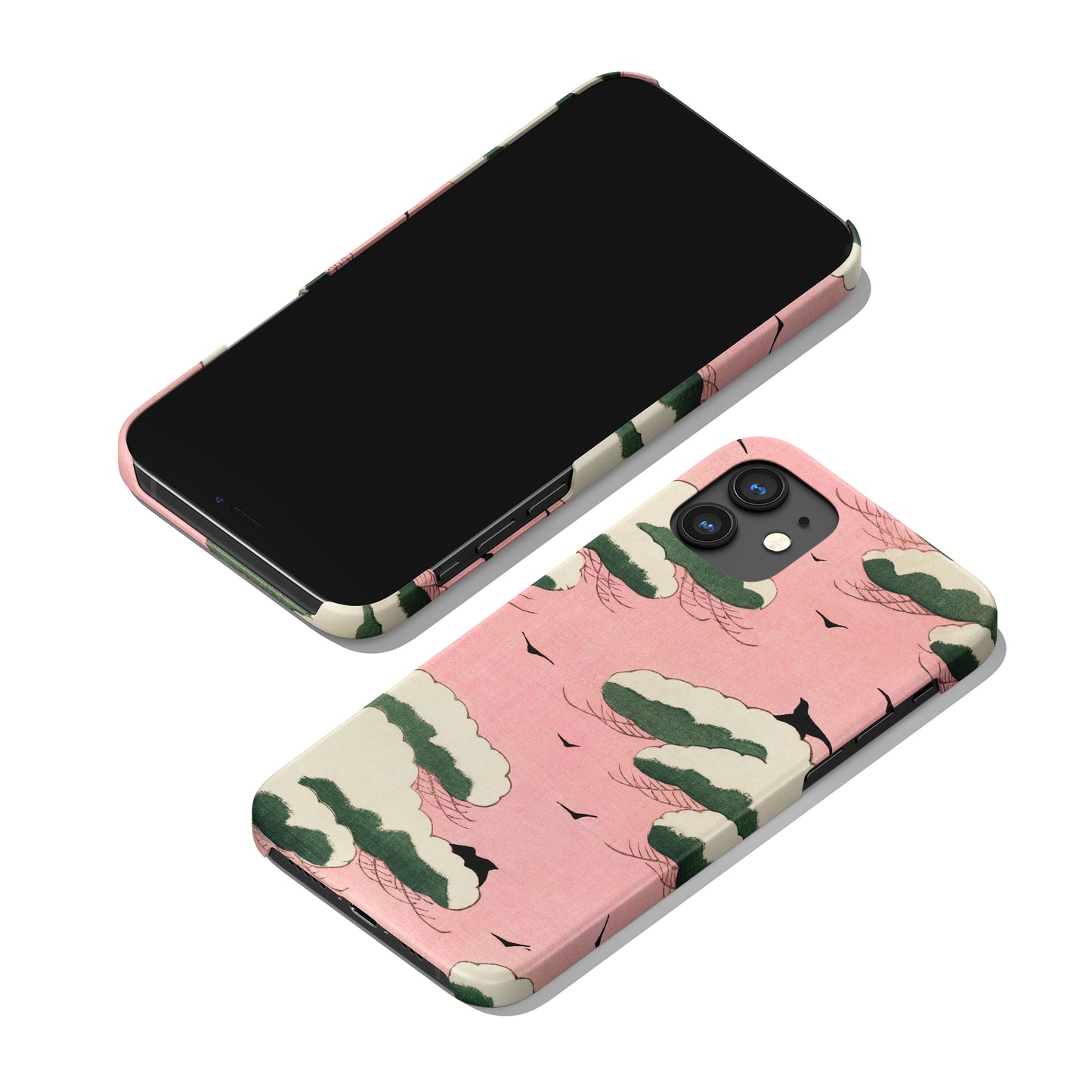 iPhone Case with Japanese Woodcut Print - Pink Sky