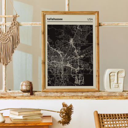 Tallahassee, Florida - USA | City Map Poster - Black and White