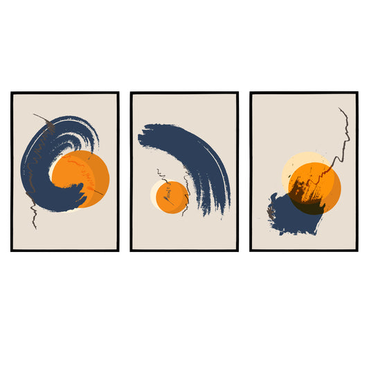 Set of 3 Japan Inspired Abstract Prints