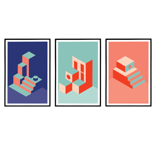 Set of 3 Minimalist Architecture Prints