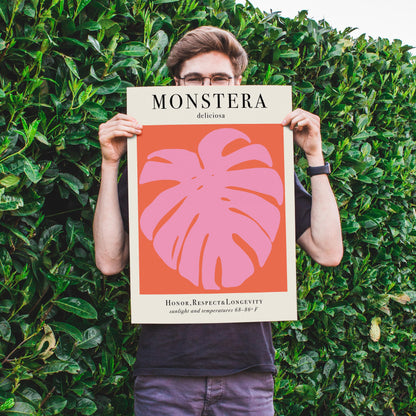 MONSTERA Deliciosa - Pink and White Poster