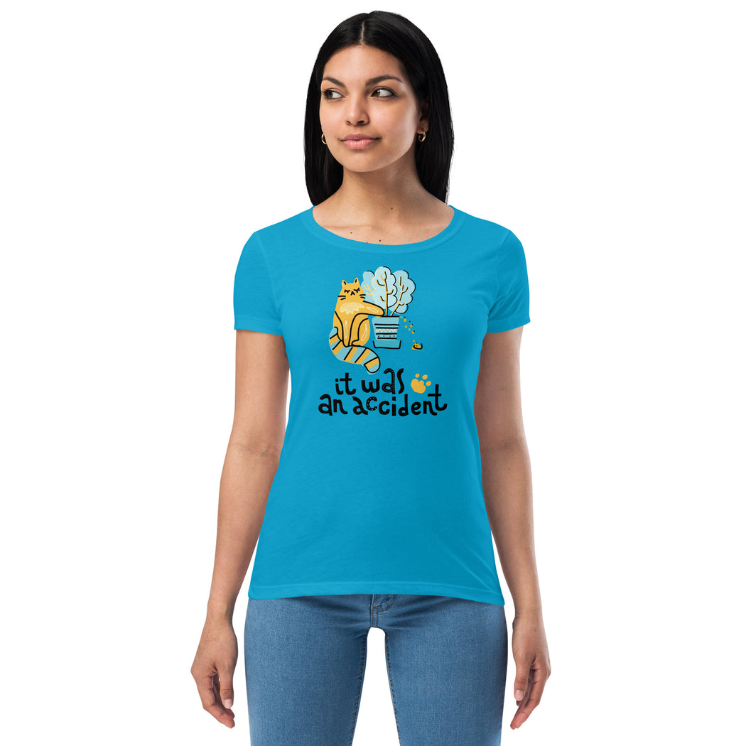 Plants and Cats Blue Fitted T-Shirt