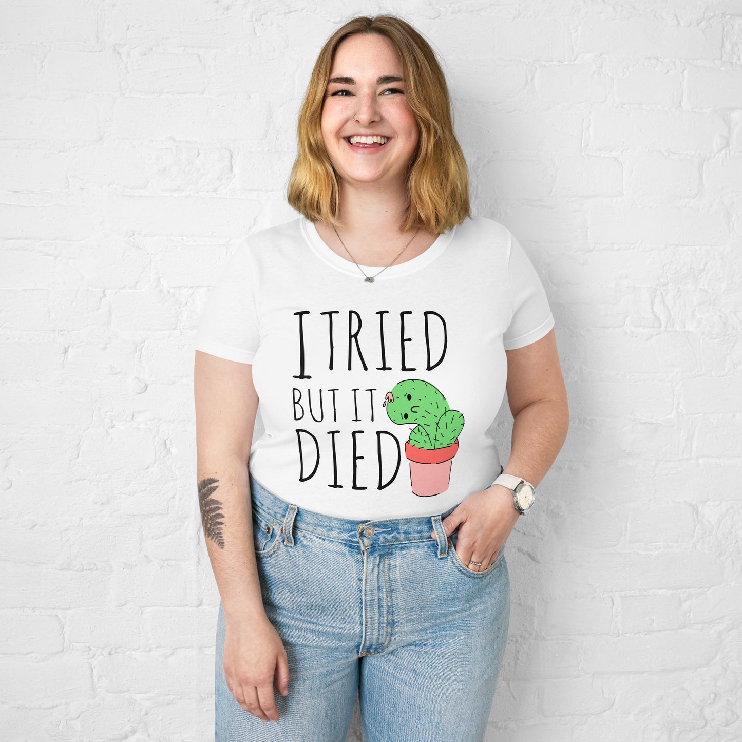I Tried But It Died Funny White Fitted T-Shirt