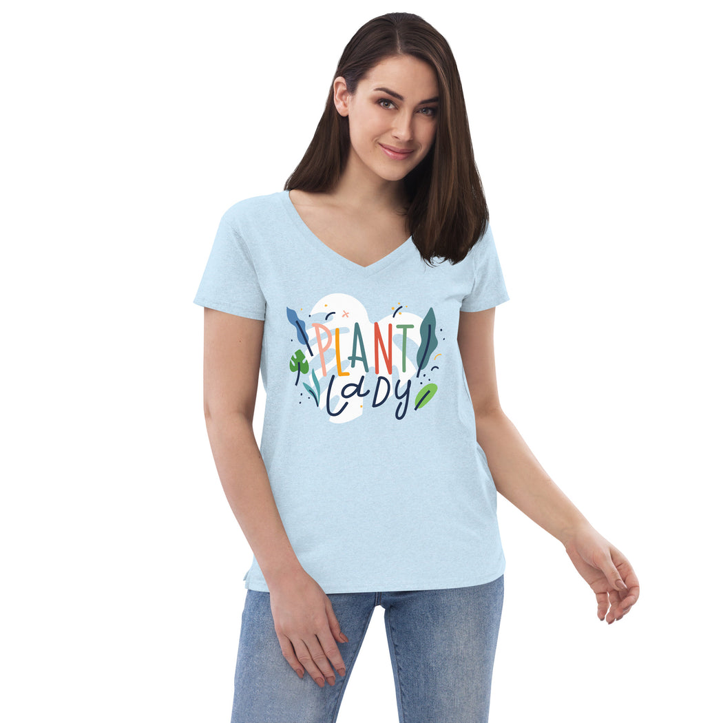 Plant Lady Crystal Blue V-Neck T-Shirt